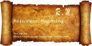 Reininger Magdolna névjegykártya